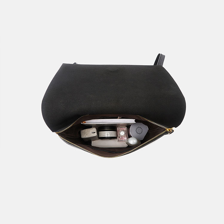 Minimalist Womens Square Leather Zip Backpack Purse Rucksack for Women