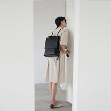 Load image into Gallery viewer, Minimalist Womens Square Leather Zip Backpack Purse Rucksack for Women
