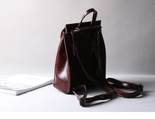 Load image into Gallery viewer, Classic Button Convertible Leather Backpack Bag School Purse for Women
