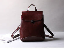 Load image into Gallery viewer, Classic Button Convertible Leather Backpack Bag School Purse for Women
