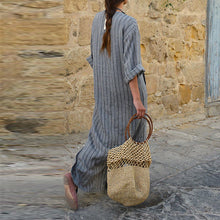 Load image into Gallery viewer, Grey Stripped Loose Maxi Dress
