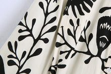 Load image into Gallery viewer, White Print Collar Long Sleeve Midi Dress
