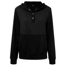 Load image into Gallery viewer, V-neck Long Sleeve Flap Waffle Hood Pullover Sweatshirt
