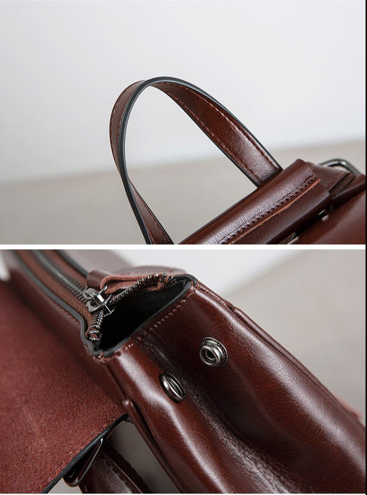 Coffee Handmade Leather Backpack