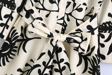 Load image into Gallery viewer, White Print Collar Long Sleeve Midi Dress
