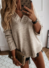 Load image into Gallery viewer, Brown V-neck Sweater
