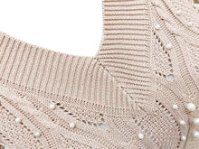 Load image into Gallery viewer, Beaded Long Sleeve Cable Knit Sweater
