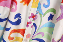 Load image into Gallery viewer, Long Sleeve Print Buttons Midi Dress
