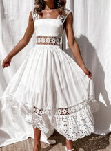 Load image into Gallery viewer, White Lace Patchwork Midi Dress
