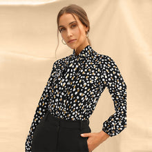 Load image into Gallery viewer, Black Dots Print Long Sleeve Blouse
