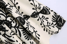 Load image into Gallery viewer, White Print Collar Long Sleeve Midi Dress
