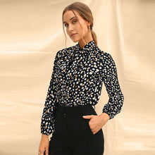 Load image into Gallery viewer, Black Dots Print Long Sleeve Blouse
