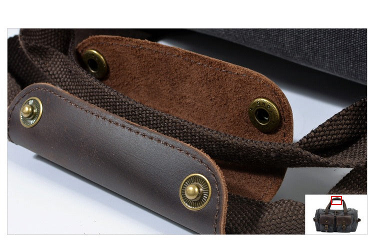 Casual Men's Large Storage Leather Canvas Travel Weekender Duffel Bag