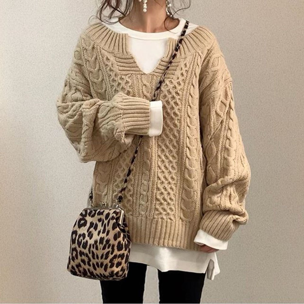 Cable Knitted Long Sleeve Sweater