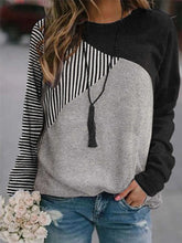 Load image into Gallery viewer, Stripped Color Block Long Sleeve Sweatshirt
