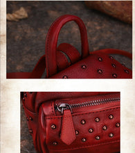 Load image into Gallery viewer, Small Rivets Leather Backpack Purse for Women
