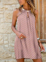 Load image into Gallery viewer, Red Print Halter Mini Dress
