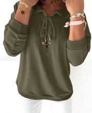 Load image into Gallery viewer, Lace Up Long Sleeve Casual Hoodie
