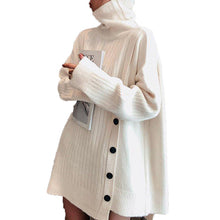 Load image into Gallery viewer, White High Neck Buttons Sweater
