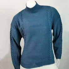 Load image into Gallery viewer, Blue High Neck Cable Sweater
