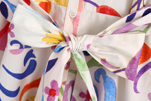 Load image into Gallery viewer, Long Sleeve Print Buttons Midi Dress
