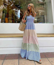 Load image into Gallery viewer, Color Block Straps Tiered Maxi Dress
