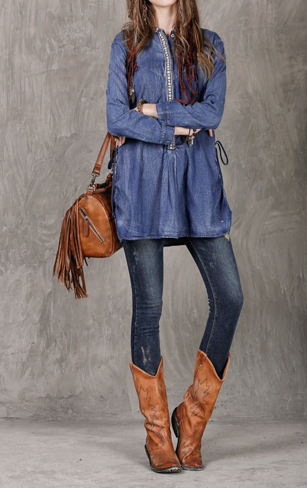 Womens Boho Leather Fringe Crossbody Handbags Small Purses Bags for Women