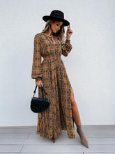 Load image into Gallery viewer, Yellow Plaid Long Sleeve A-line Maxi Dress
