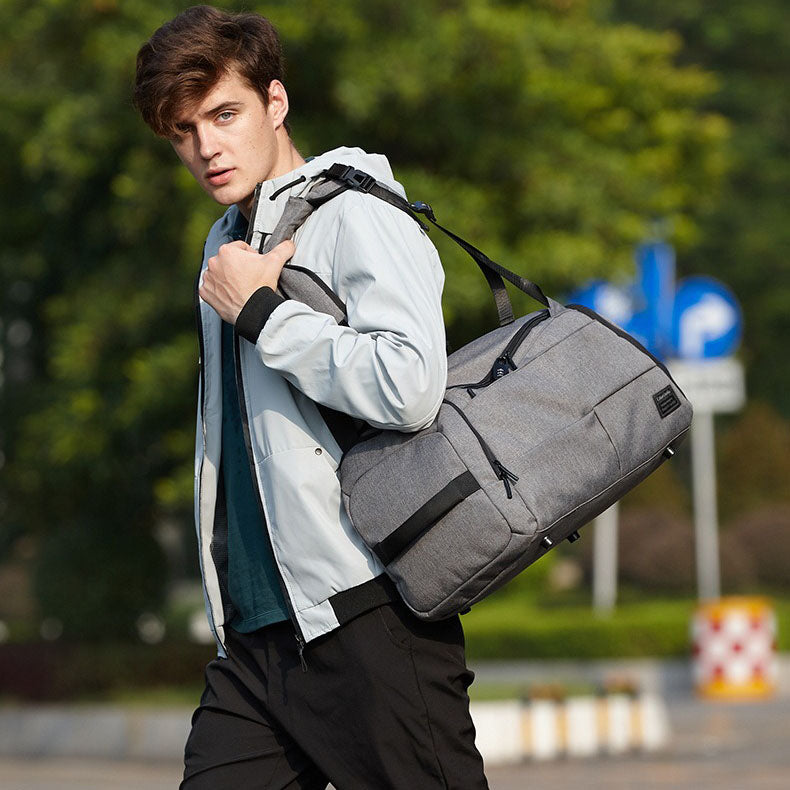 Grey Backpack Duffle Bag Canvas Sports Travel Weekend Bag