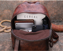 Load image into Gallery viewer, Vintage Leather Rucksack Womens Vintage School Backpacks Leather Backpack Purse
