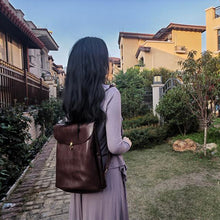 Load image into Gallery viewer, Simple Coffee Leather Backpack for Women
