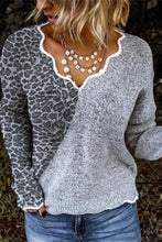 Load image into Gallery viewer, Grey Leopard Print Long Sleeve Sweater
