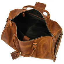 Load image into Gallery viewer, Full Grain Leather Duffle Bag With Shoe Compartment Mens Travel Bag

