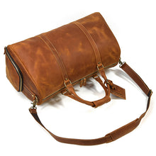 Load image into Gallery viewer, Full Grain Leather Duffle Bag With Shoe Compartment Mens Travel Bag
