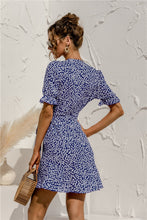 Load image into Gallery viewer, Floral V-Neck Ruffle Mini Wrap Dress
