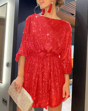 Load image into Gallery viewer, Elegant Purple Mini Sequins Dress
