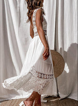 Load image into Gallery viewer, White Lace Patchwork Midi Dress

