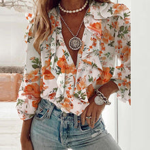 Load image into Gallery viewer, White Floral Print Blouse
