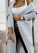 Load image into Gallery viewer, Grey Pockets Hoodied Long Cardigan
