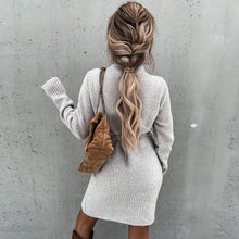 Load image into Gallery viewer, Grey Wrap Long Sleeve Mini Dress
