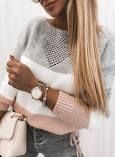 Load image into Gallery viewer, Hollow Out Neck Color Block Sweater
