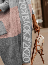 Load image into Gallery viewer, Grey and Pink Pockets Long Cardigan
