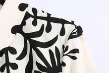 Load image into Gallery viewer, White Print Collar Long Sleeve Midi Dress

