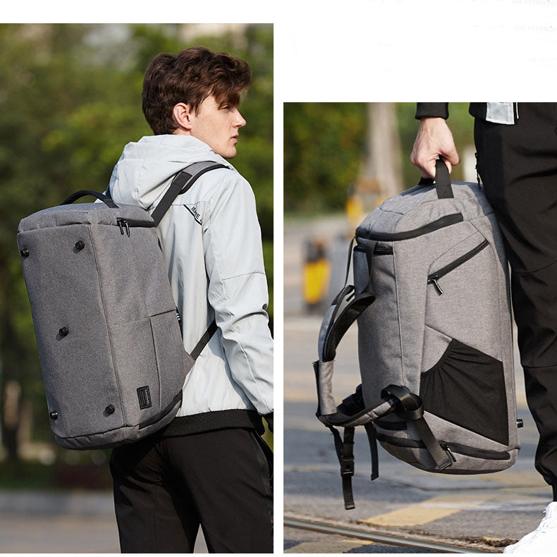 Grey Backpack Duffle Bag Canvas Sports Travel Weekend Bag