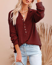 Load image into Gallery viewer, Red Buttons Down Long Sleeve Top
