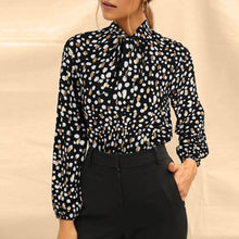 Load image into Gallery viewer, Black Dots Print Long Sleeve Blouse
