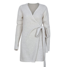 Load image into Gallery viewer, Grey Wrap Long Sleeve Mini Dress

