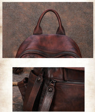 Load image into Gallery viewer, Vintage Leather Rucksack Womens Vintage School Backpacks Leather Backpack Purse

