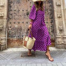 Load image into Gallery viewer, Purple Floral Print Maxi Dress
