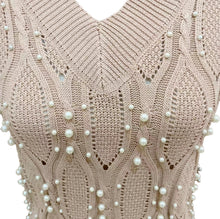 Load image into Gallery viewer, Beaded Long Sleeve Cable Knit Sweater
